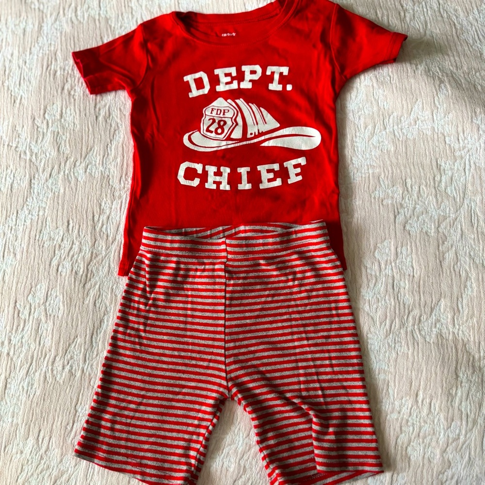 Red Fire Chief Kids Carter’s Pajama Set. Size 5T